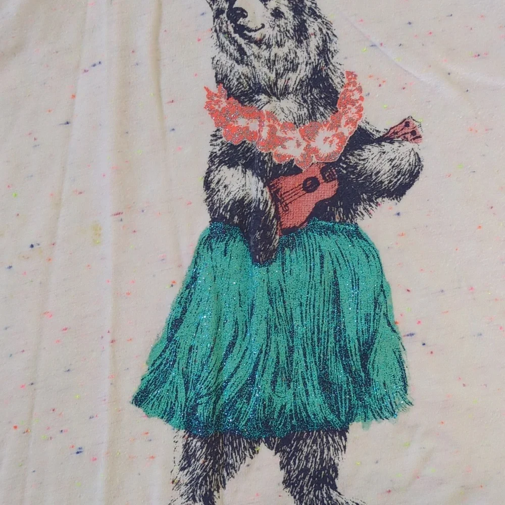 Lucky Brand | Hula Ukulele Glitter Bear Graphic Camisole Top | 4